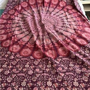 Bohemian Floral Tapestry in Red and Purple